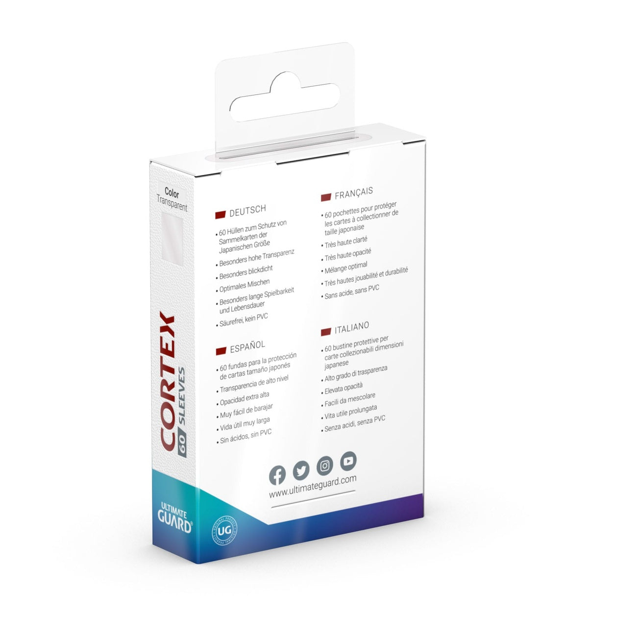 Zdjęcie produktu Ultimate Guard Cortex Sleeves rozmiar japoński (60) – Przezroczyste