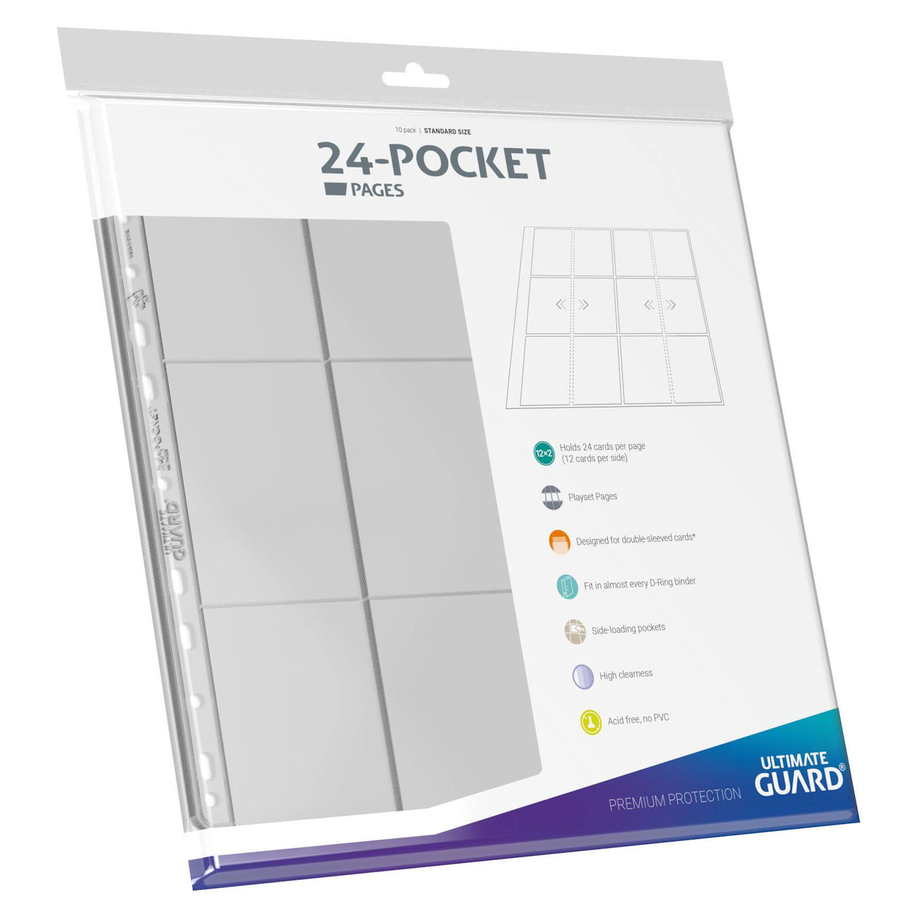 Zdjęcie produktu Ultimate Guard 24-Pocket QuadRow Pages Side-Loading (10) – Przezroczyste