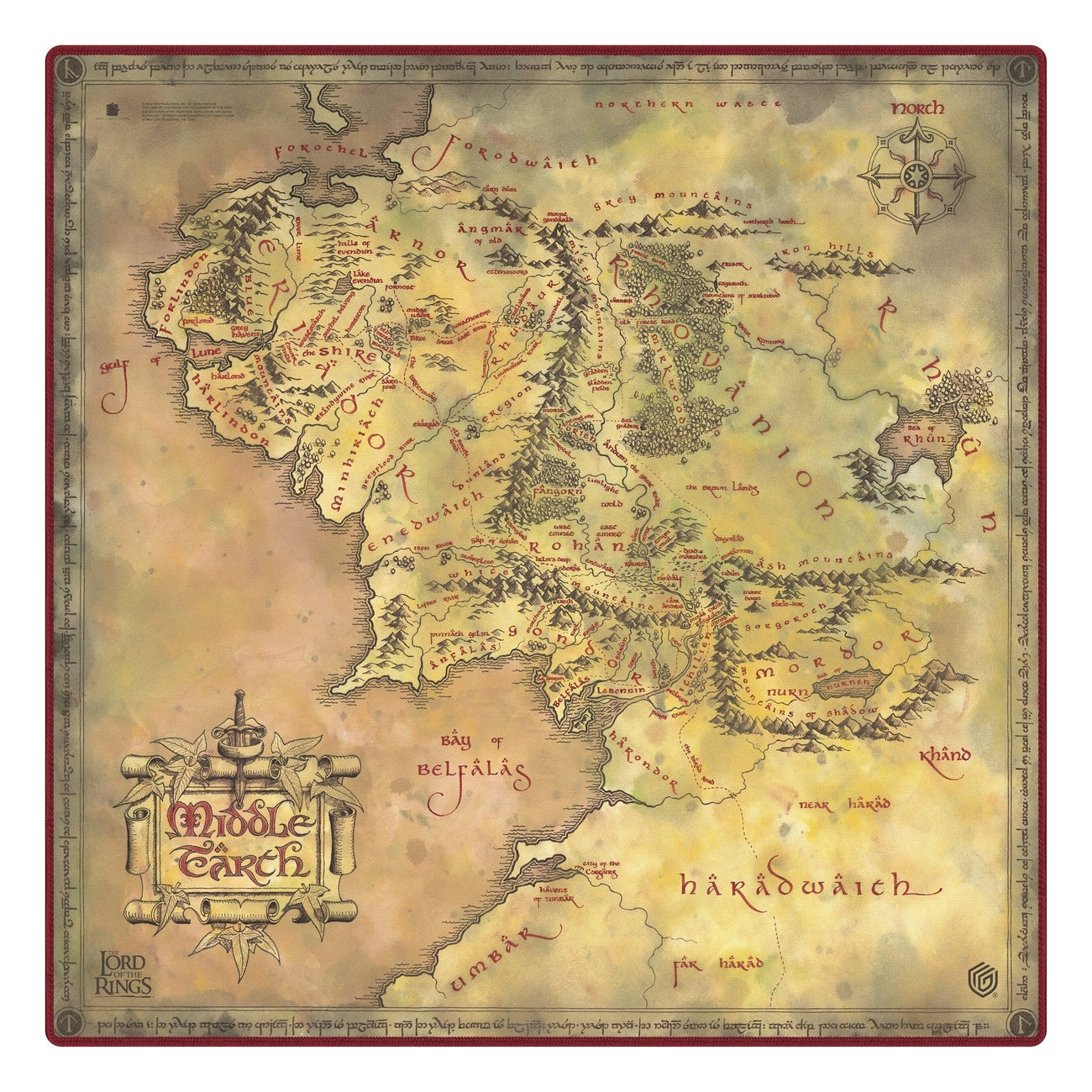 Product image Ultimate Guard Play-Mat Oversized 61 x 61 cm The Lord of the Rings™ "Places of Middle-earth"