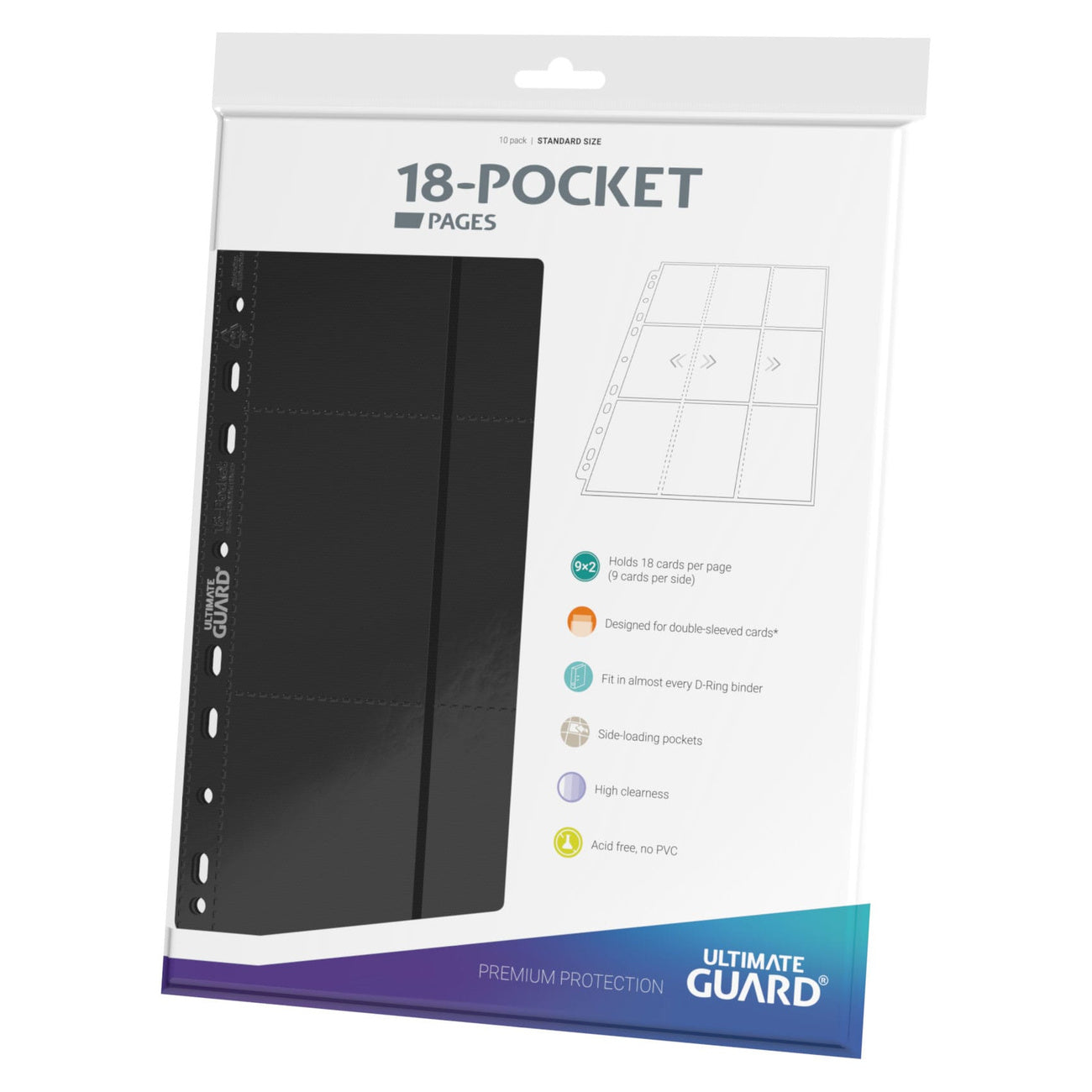 Zdjęcie produktu Ultimate Guard Strony z 18 Kieszeniami Boczne Ładowanie (10) - Czarne