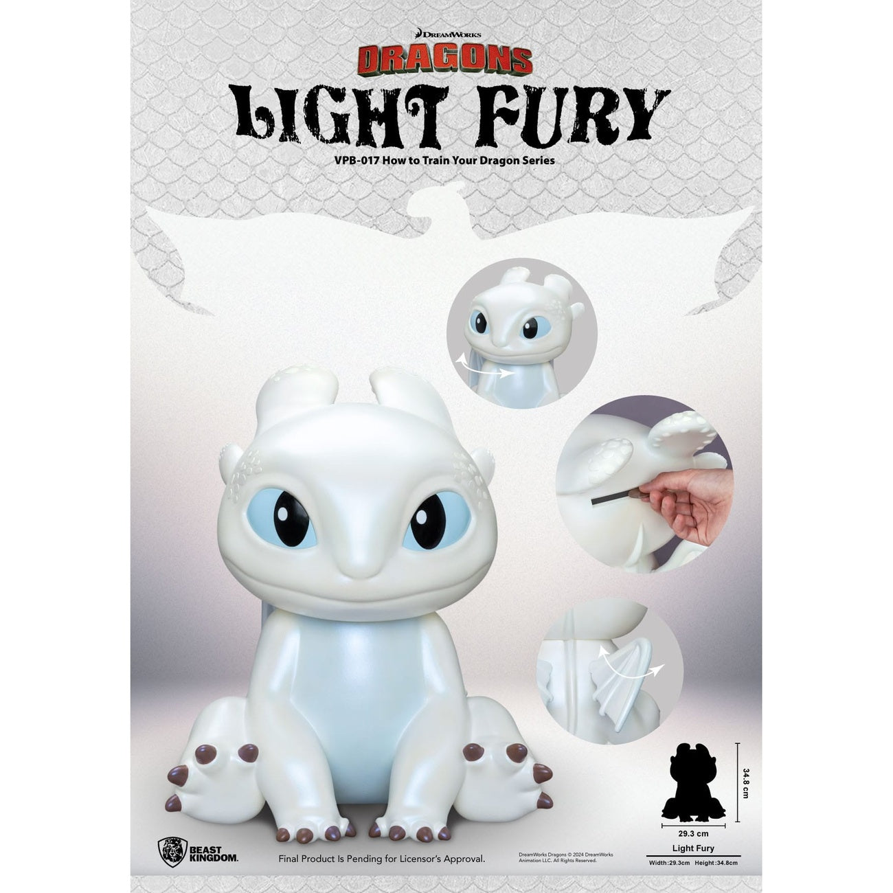 Zdjęcie produktu Jak wytresować smoka Funkcyjna Figurka Skarbonka Light Fury 35 cm