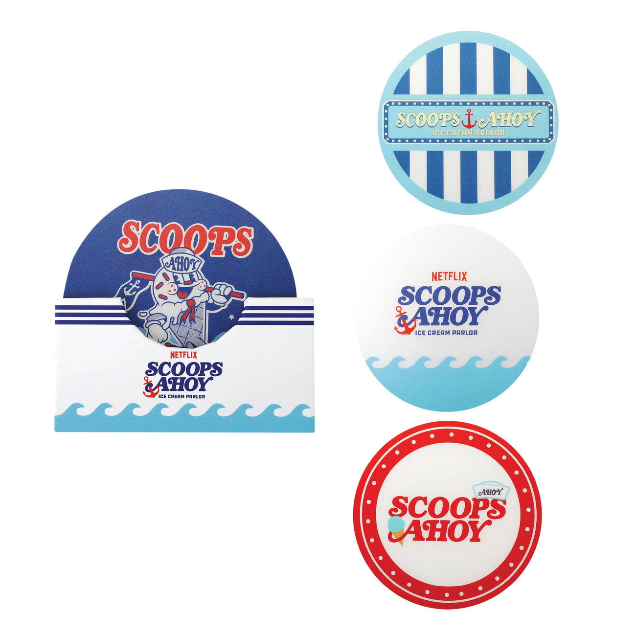 Zdjęcie produktu Stranger Things Podkładki pod kubek Scoops Ahoy Zestaw 4 sztuki