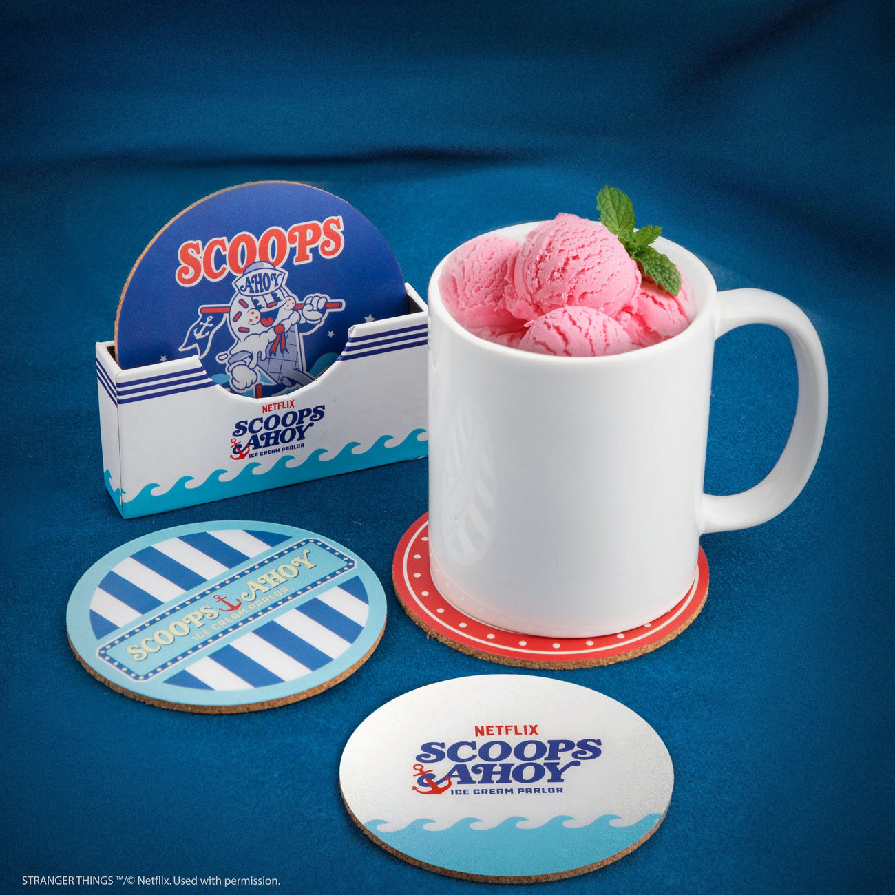 Zdjęcie produktu Stranger Things Podkładki pod kubek Scoops Ahoy Zestaw 4 sztuki
