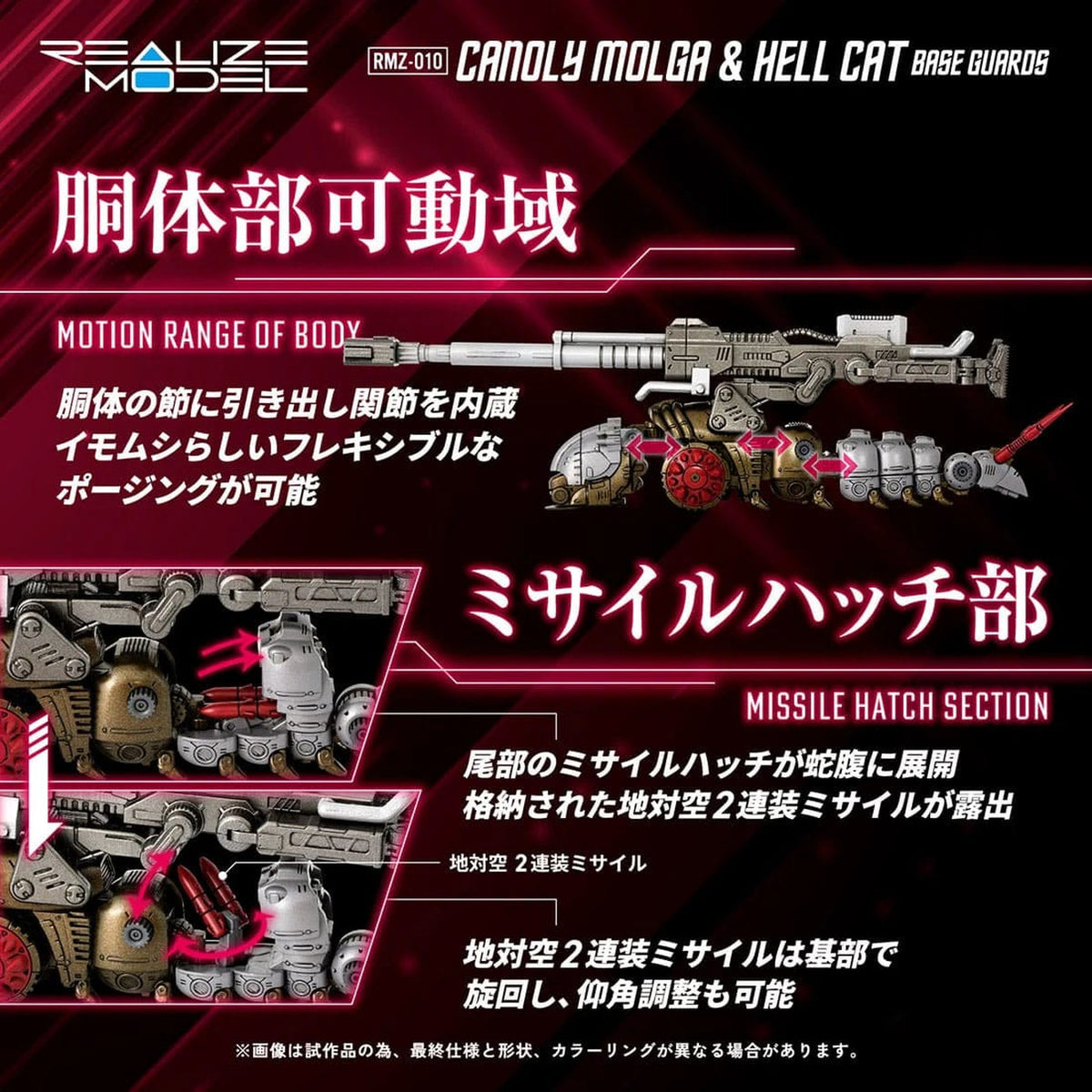 Zdjęcie produktu Zoids Zestaw Plastikowych Modeli 2-pack 1/100 RMZ-010 Canoly Molga & Hell Cat Base Guards 20 cm