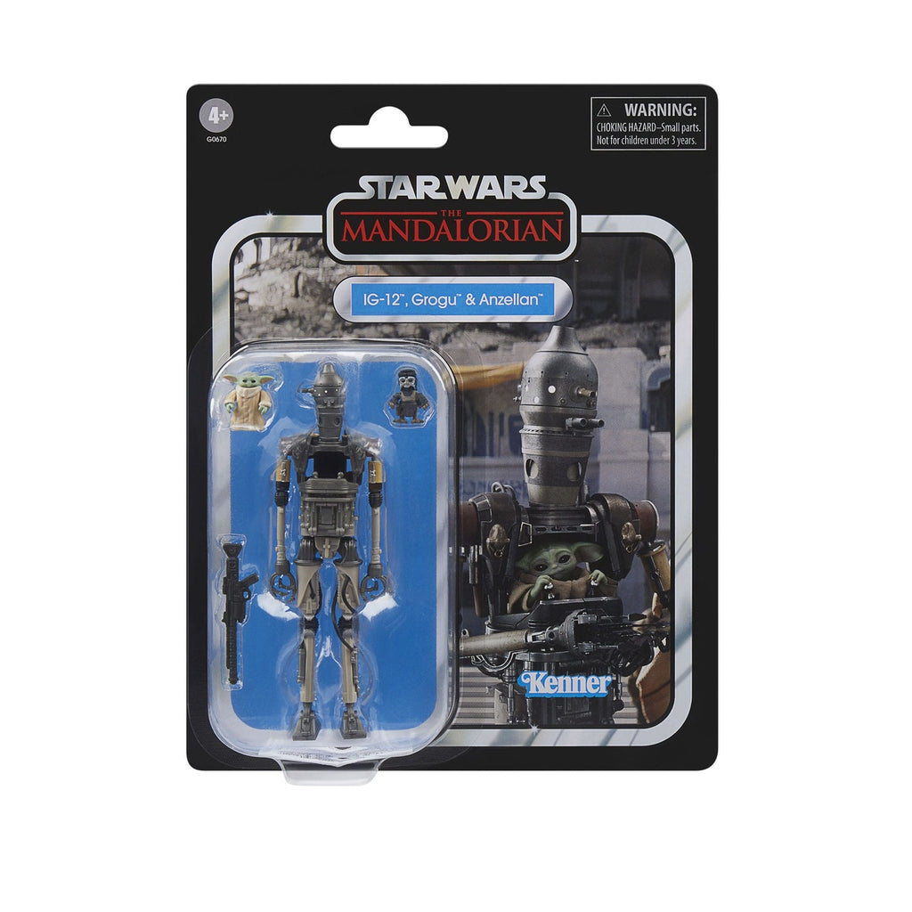 Zdjęcie produktu Star Wars: The Mandalorian Vintage Collection Zestaw 3 figurek akcji IG-12, Grogu & Anzellan 10 cm