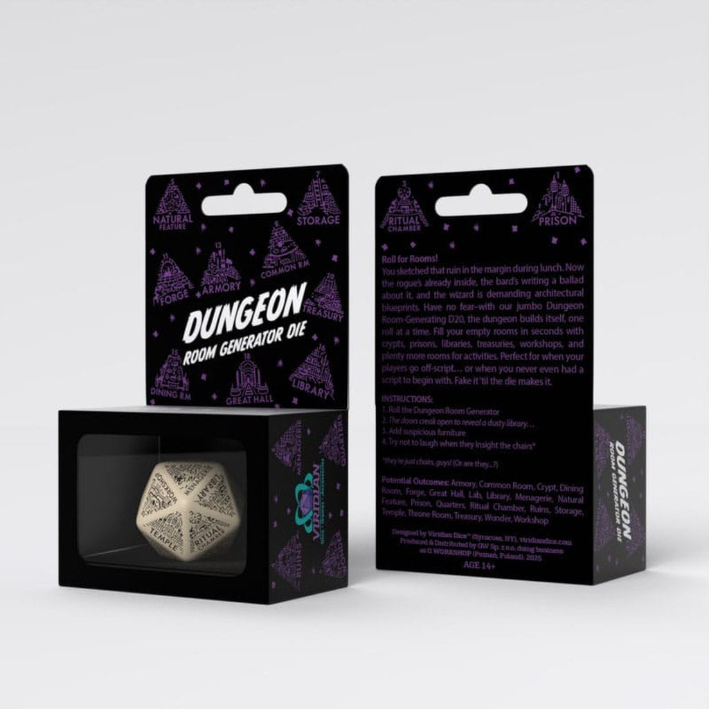 Product image Viridian Dice Jumbo Die Dungeon Room Generator D20 Beige