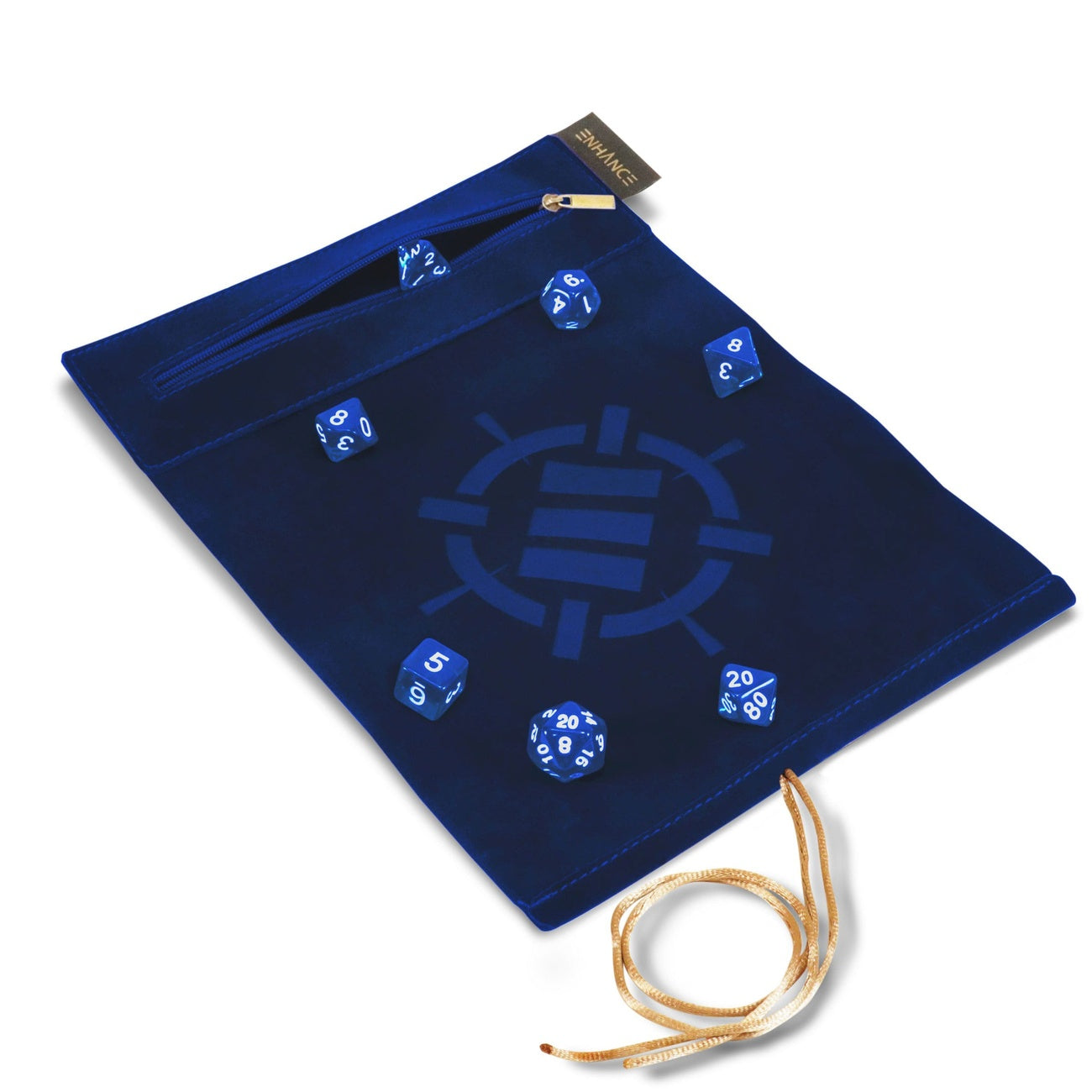 Product image Enhance Tabletop Roll on a Scroll Dice Bag with Blue Dice