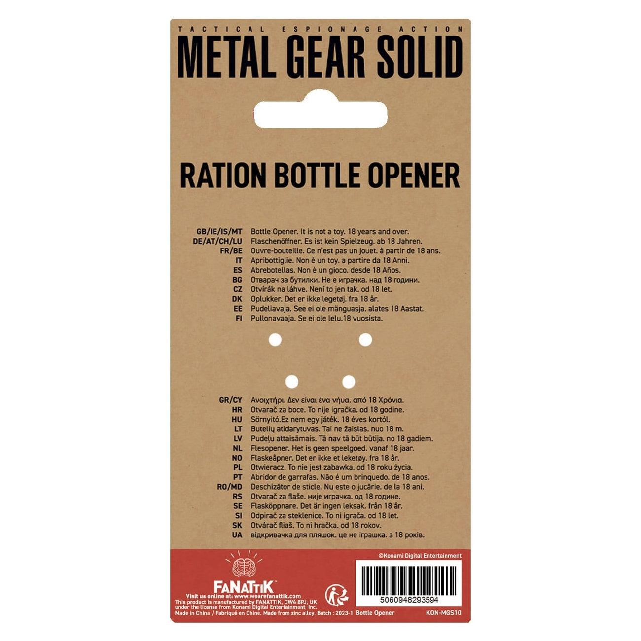 Zdjęcie produktu Metal Gear Solid Otwieracz do butelek Solid Ration 8 cm