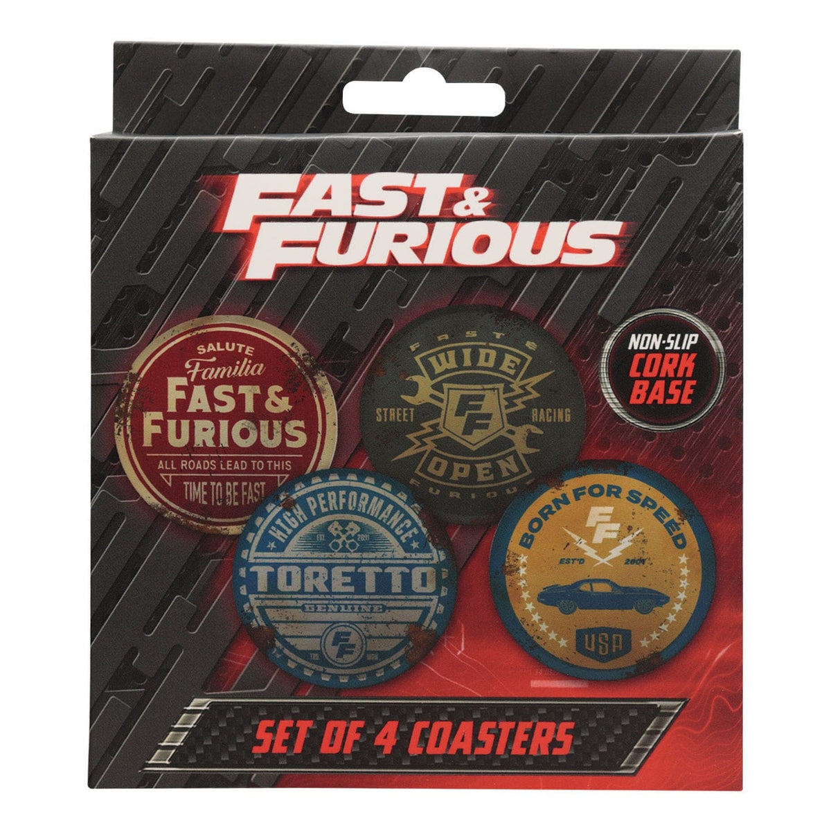 Zdjęcie produktu Fast & Furious Zestaw 4 podkładek pod kubek w stylu vintage