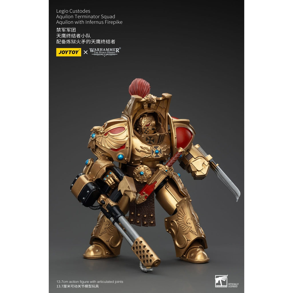 Product image Warhammer The Horus Heresy Action Figure 1/18 Legio Custodes Aquilon Terminator Squad Aquilon with Infernus Firepike 14 cm