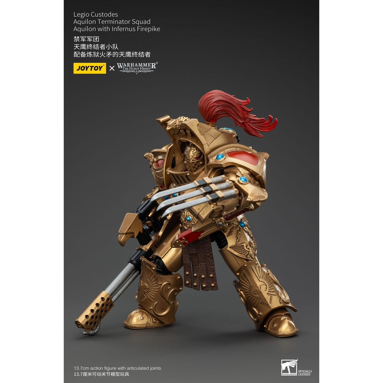 Product image Warhammer The Horus Heresy Action Figure 1/18 Legio Custodes Aquilon Terminator Squad Aquilon with Infernus Firepike 14 cm