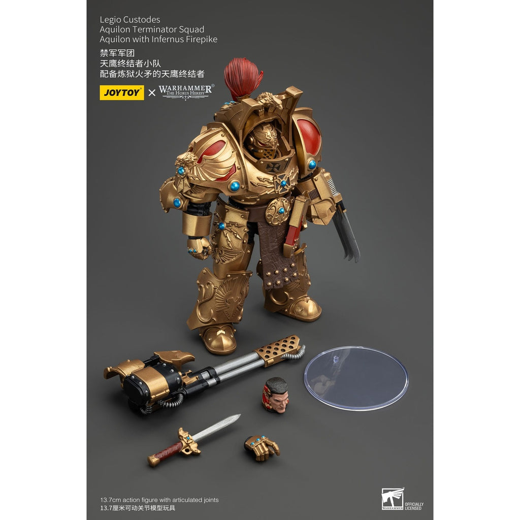 Product image Warhammer The Horus Heresy Action Figure 1/18 Legio Custodes Aquilon Terminator Squad Aquilon with Infernus Firepike 14 cm