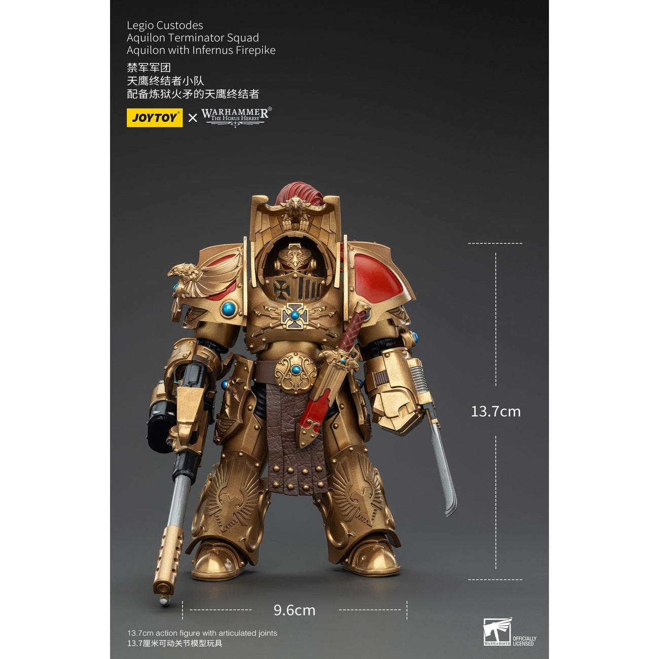 Product image Warhammer The Horus Heresy Action Figure 1/18 Legio Custodes Aquilon Terminator Squad Aquilon with Infernus Firepike 14 cm