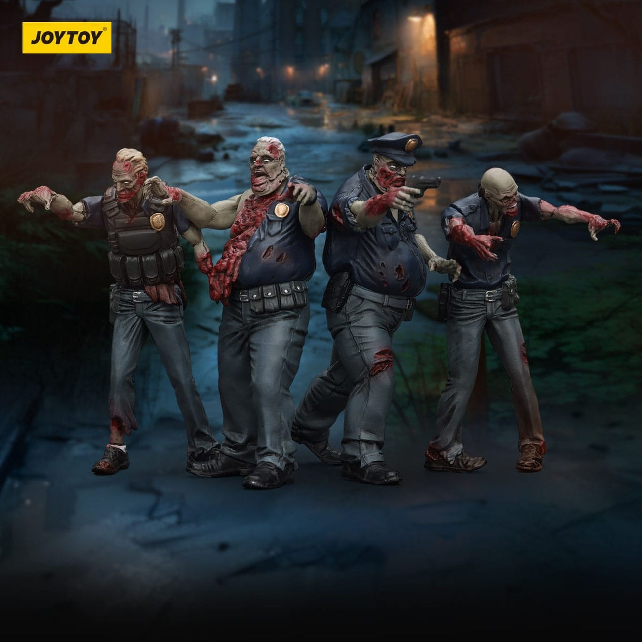 Zdjęcie produktu Zombie Dark Source figurki akcji Zestaw 4-pack Police (Male) 8 cm