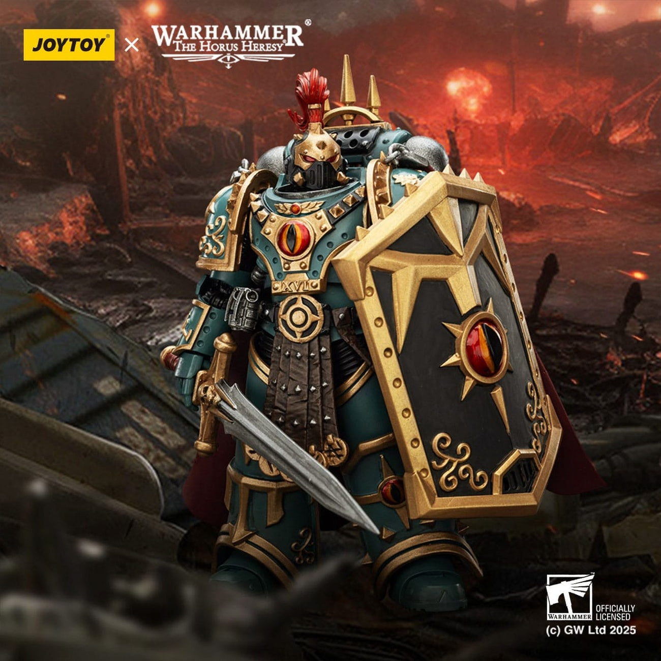 Zdjęcie produktu Warhammer The Horus Heresy figurka akcji Sons of Horus Little Horus Aximand Captain of the 5th Company 20 cm