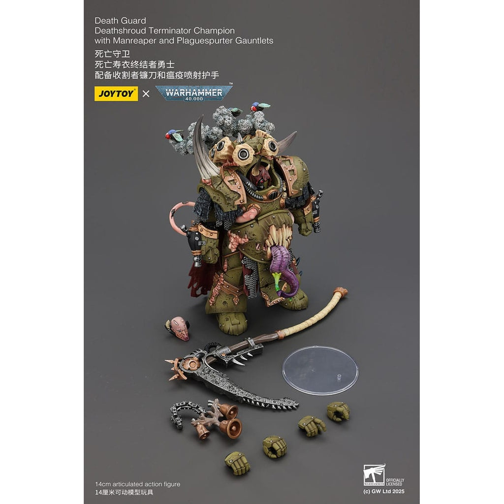 Zdjęcie produktu Figurka akcji Warhammer 40K 1/18 Death Guard Deathshroud Terminator Champion z Manreaper i Plaguespurter Gauntlets 14 cm