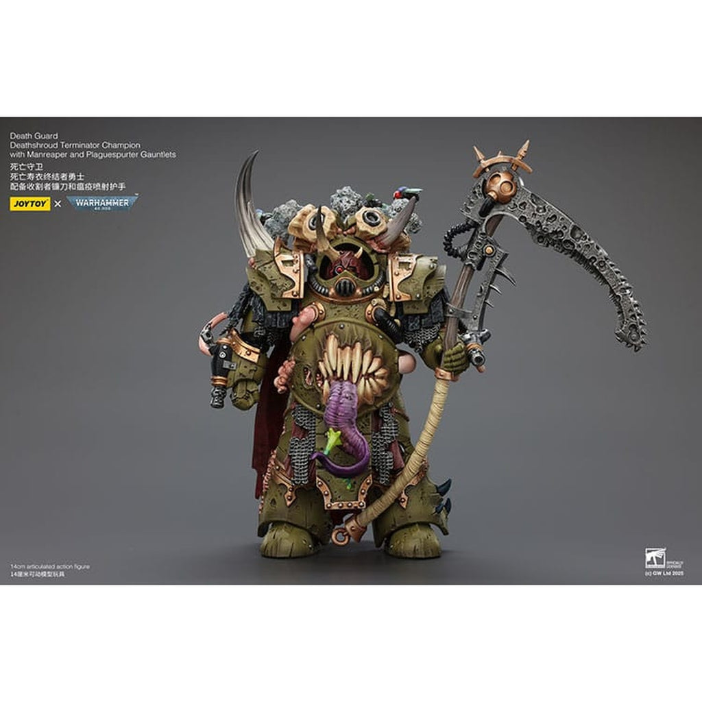 Zdjęcie produktu Figurka akcji Warhammer 40K 1/18 Death Guard Deathshroud Terminator Champion z Manreaper i Plaguespurter Gauntlets 14 cm