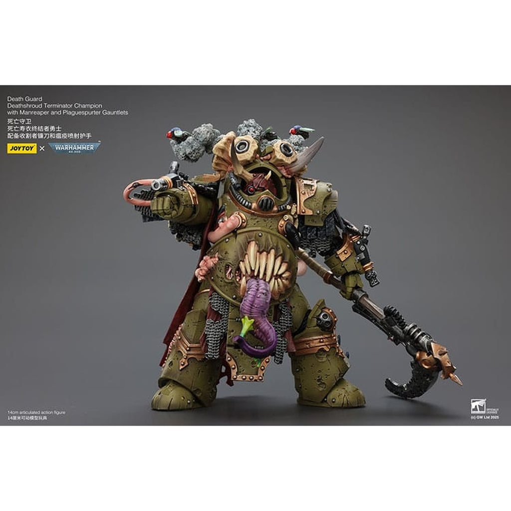 Zdjęcie produktu Figurka akcji Warhammer 40K 1/18 Death Guard Deathshroud Terminator Champion z Manreaper i Plaguespurter Gauntlets 14 cm
