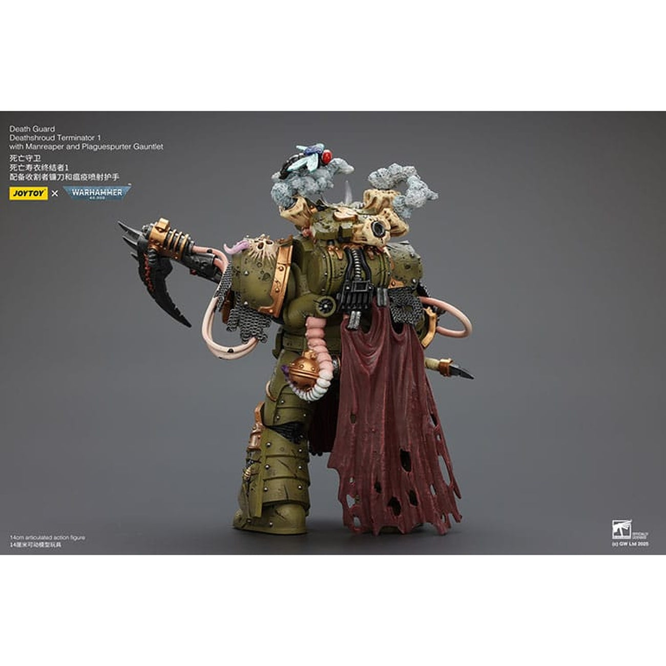 Zdjęcie produktu Figurka akcji Warhammer 40k 1/18 Death Guard Deathshroud Terminator 1 z Manreaper i Plaguespurter Gauntlet 14 cm