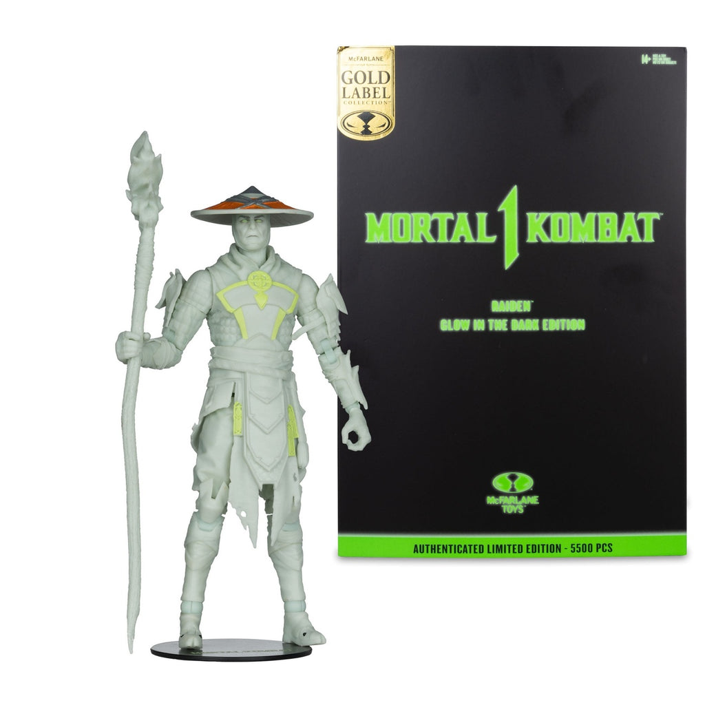 Zdjęcie produktu Figurka akcji Mortal Kombat Glow in the Dark Edition Raiden (Gold Label) 18 cm