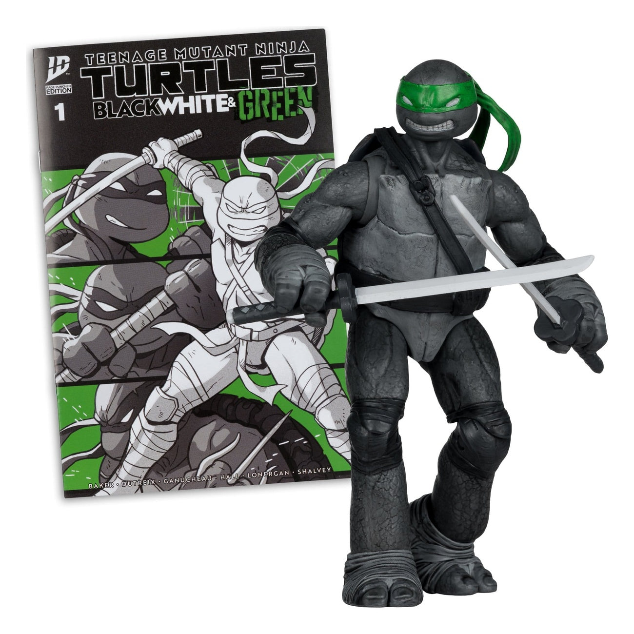 Zdjęcie produktu Teenage Mutant Ninja Turtles Page Punchers figurka akcji Leonardo (Black White & Green) (Red Platinum Edition) 13 cm
