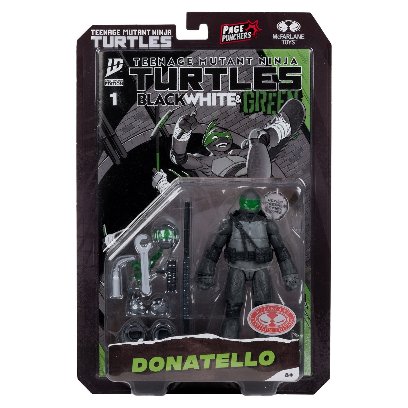 Zdjęcie produktu Teenage Mutant Ninja Turtles Page Punchers figurka akcji Donatello (Black White & Green) (Red Platinum Edition) 13 cm