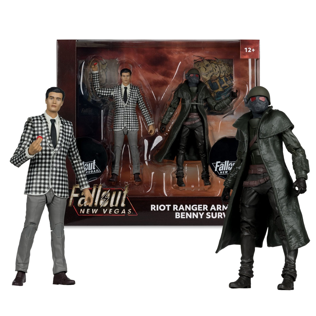 Zdjęcie produktu Fallout: New Vegas Figury 2‑pak Riot Ranger Armor & Benny Survivor 18 cm