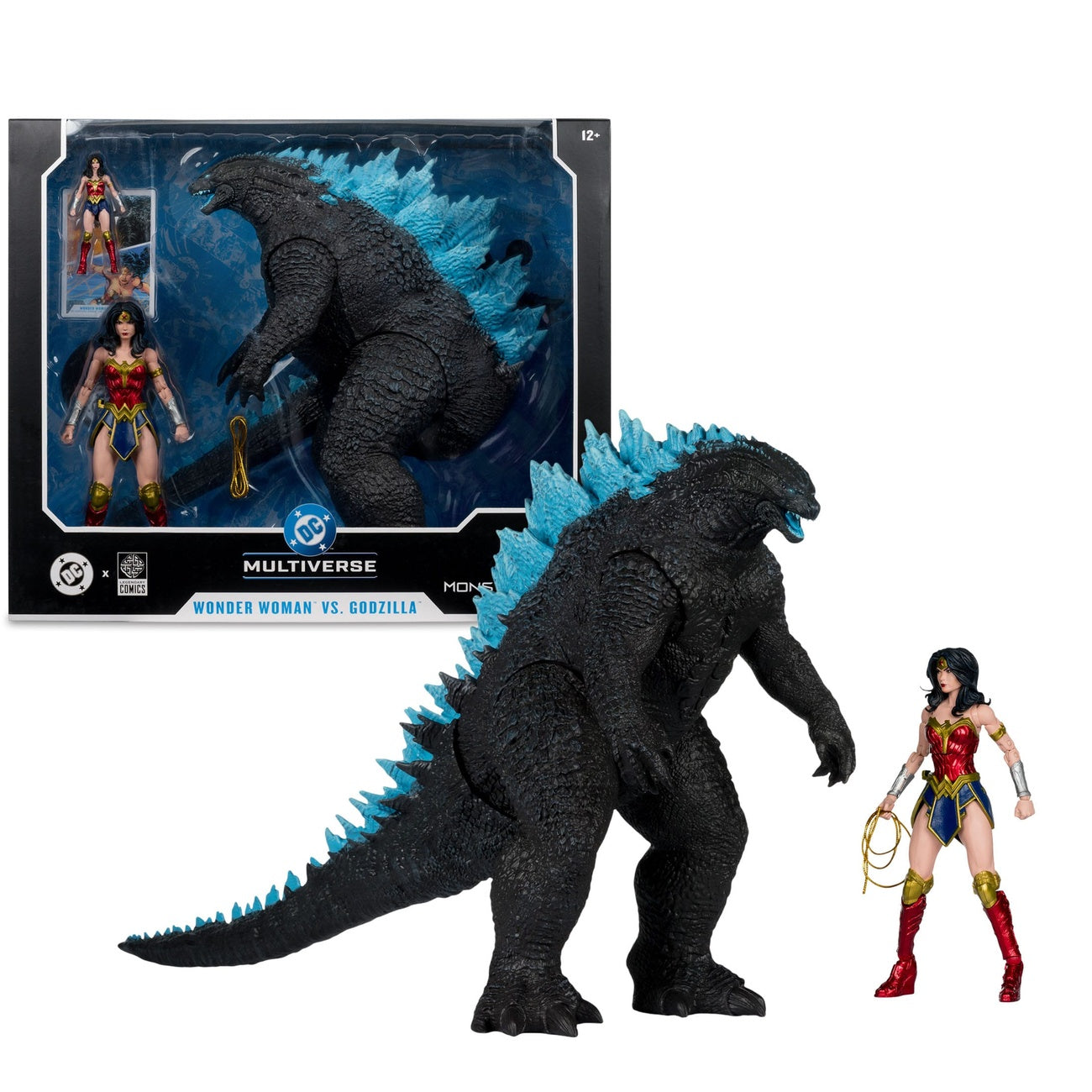 Zdjęcie produktu DC Justice League Monsterverse DC Multiverse Zestaw figurek akcji 2-pack Wonder Woman vs Atomic Blast Godzilla 18 cm