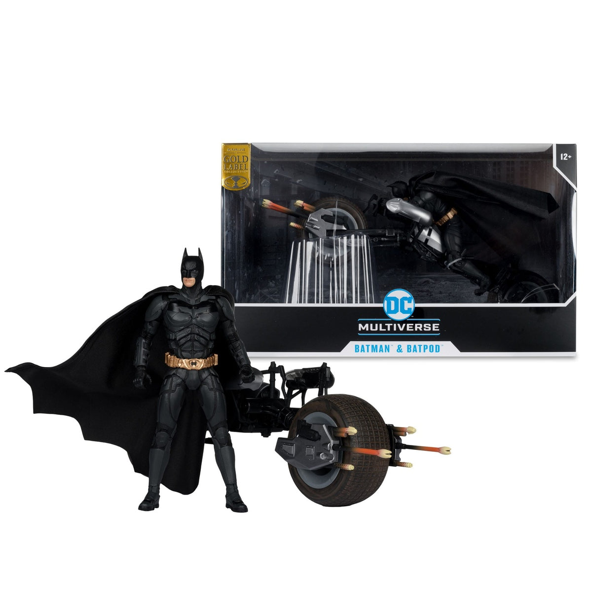 Zdjęcie produktu The Dark Knight DC Multiverse figurka akcji z pojazdem Batman & The Batpod 18 cm
