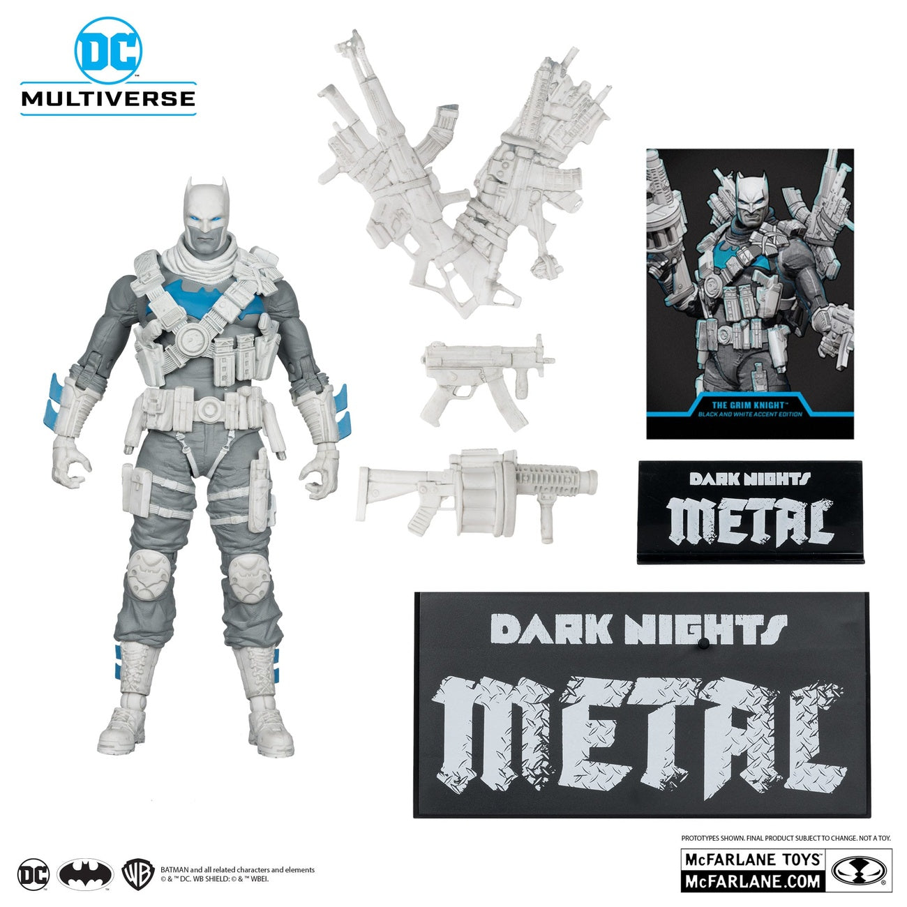 Zdjęcie produktu Figurka DC Multiverse The Grim Knight (Dark Nights: Metal) (Black & White Accent Edition) (Gold Label) 18 cm