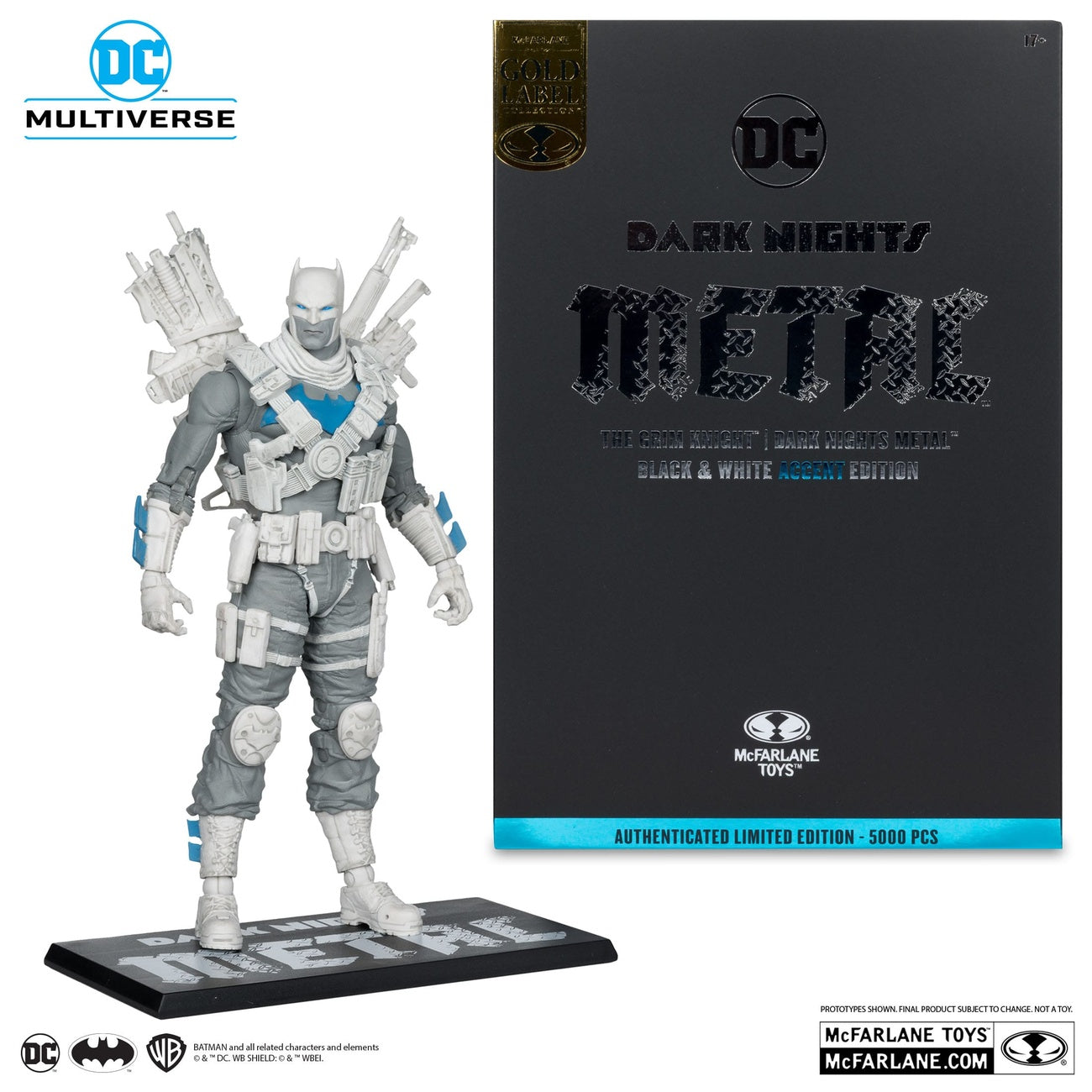 Zdjęcie produktu Figurka DC Multiverse The Grim Knight (Dark Nights: Metal) (Black & White Accent Edition) (Gold Label) 18 cm