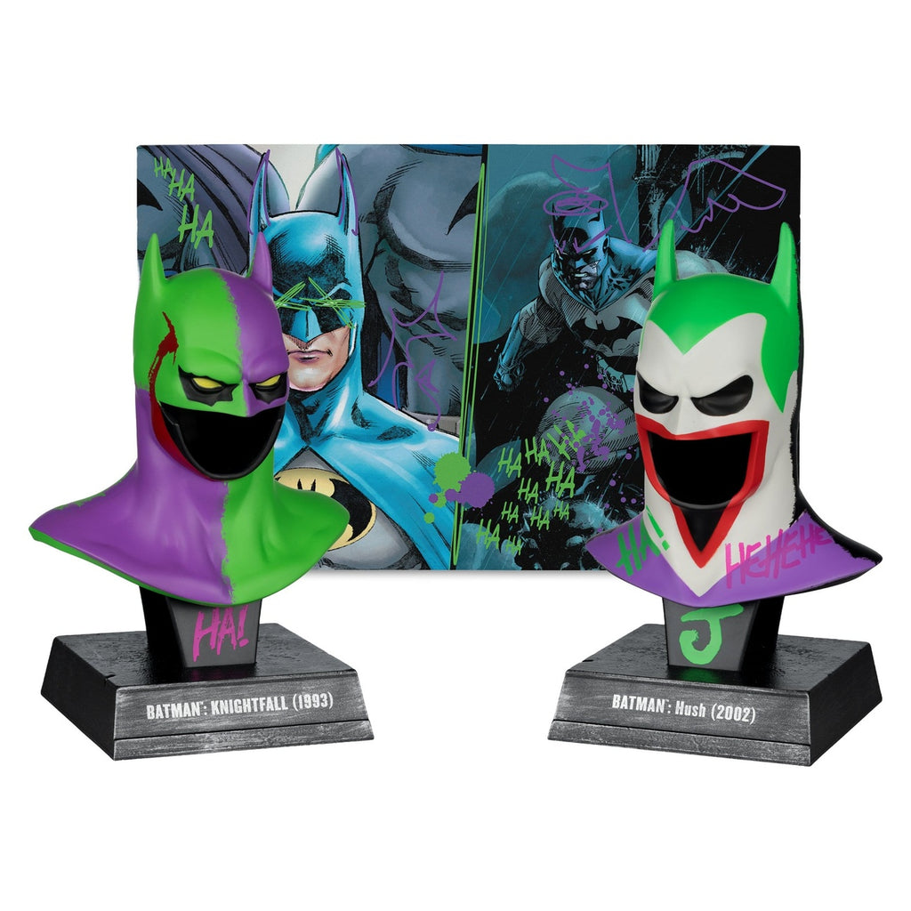 Product image Batman DC Direct Mini Replica 1/3 2-Pack Batman Masks Hush & Knightfall (Jokerized) (Gold Label) 18 cm