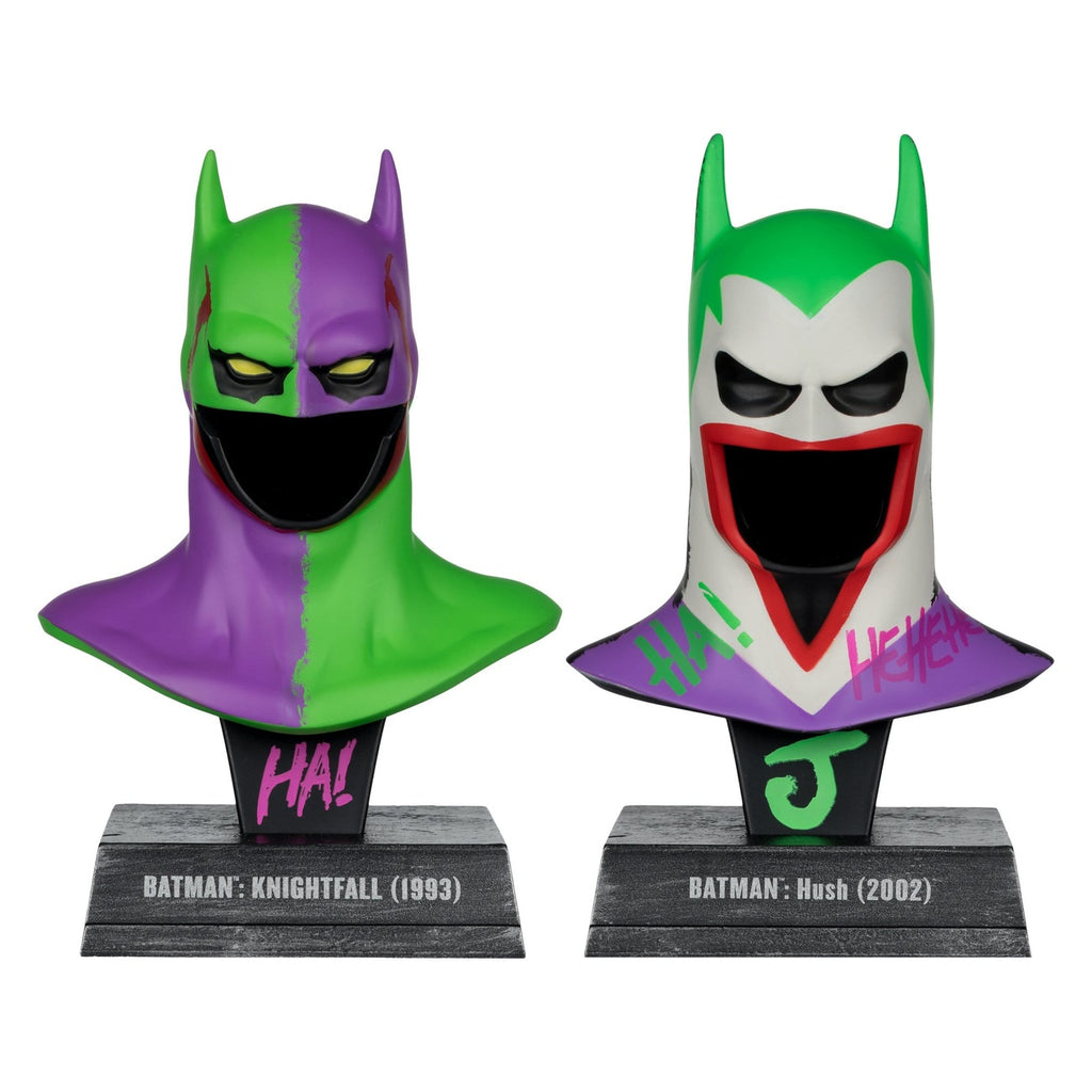 Product image Batman DC Direct Mini Replica 1/3 2-Pack Batman Masks Hush & Knightfall (Jokerized) (Gold Label) 18 cm