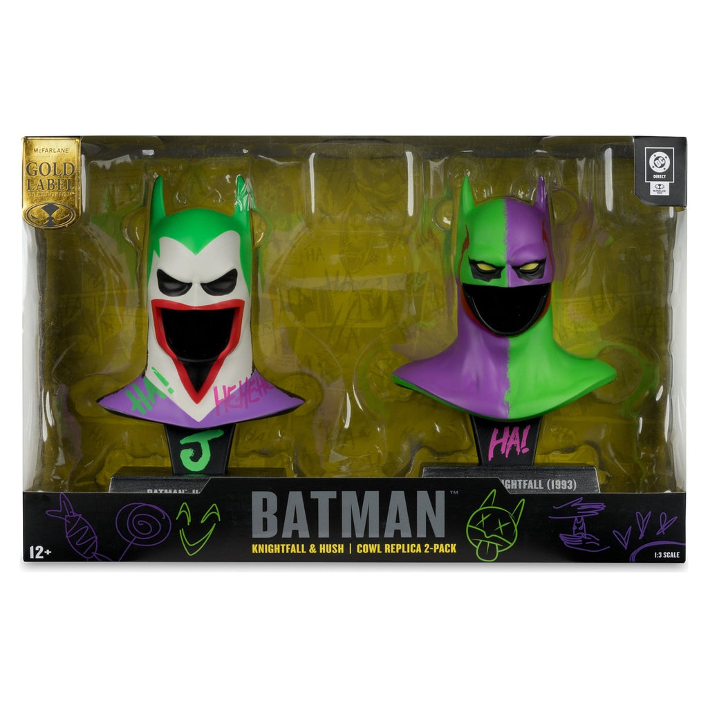 Product image Batman DC Direct Mini Replica 1/3 2-Pack Batman Masks Hush & Knightfall (Jokerized) (Gold Label) 18 cm