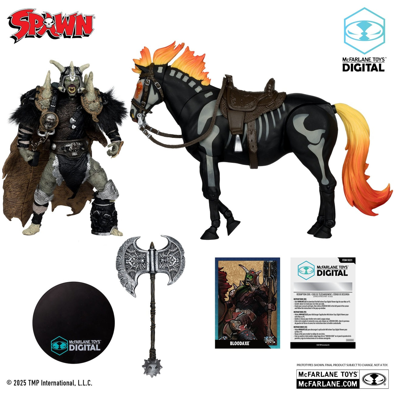 Zdjęcie produktu Figurka akcji Spawn Bloodaxe z koniem (Spawn: The Dark Ages) (McFarlane Toys 30th Anniversary) (Gold Label) 18 cm