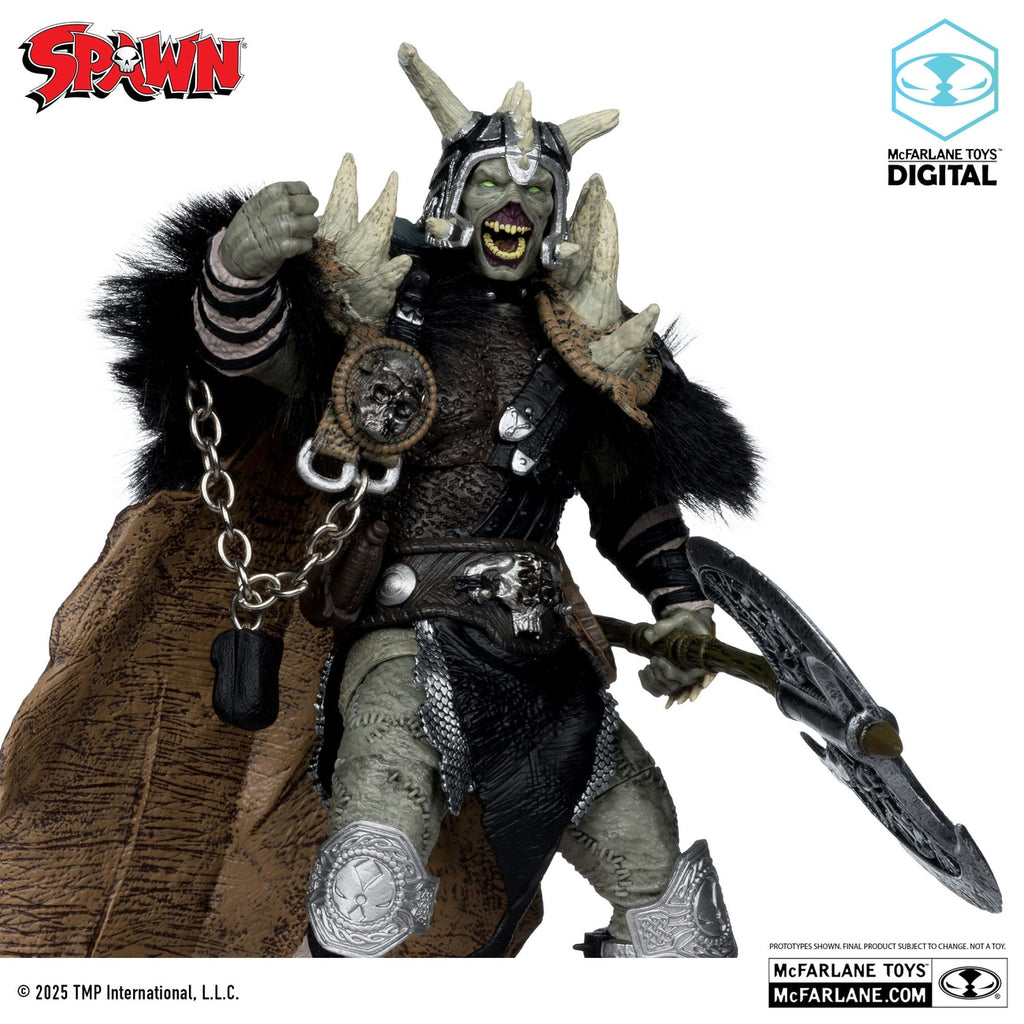 Zdjęcie produktu Figurka akcji Spawn Bloodaxe z koniem (Spawn: The Dark Ages) (McFarlane Toys 30th Anniversary) (Gold Label) 18 cm