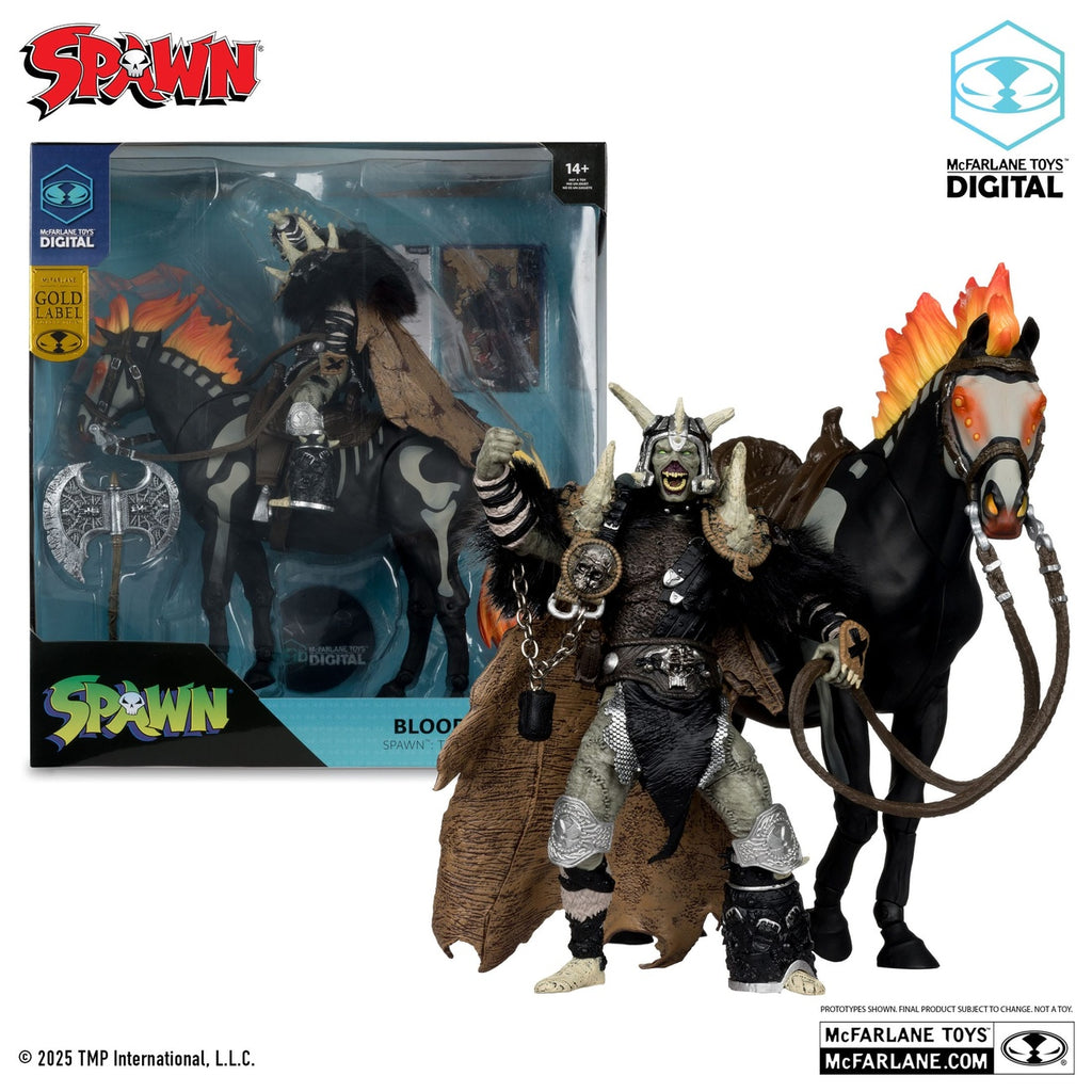 Zdjęcie produktu Figurka akcji Spawn Bloodaxe z koniem (Spawn: The Dark Ages) (McFarlane Toys 30th Anniversary) (Gold Label) 18 cm