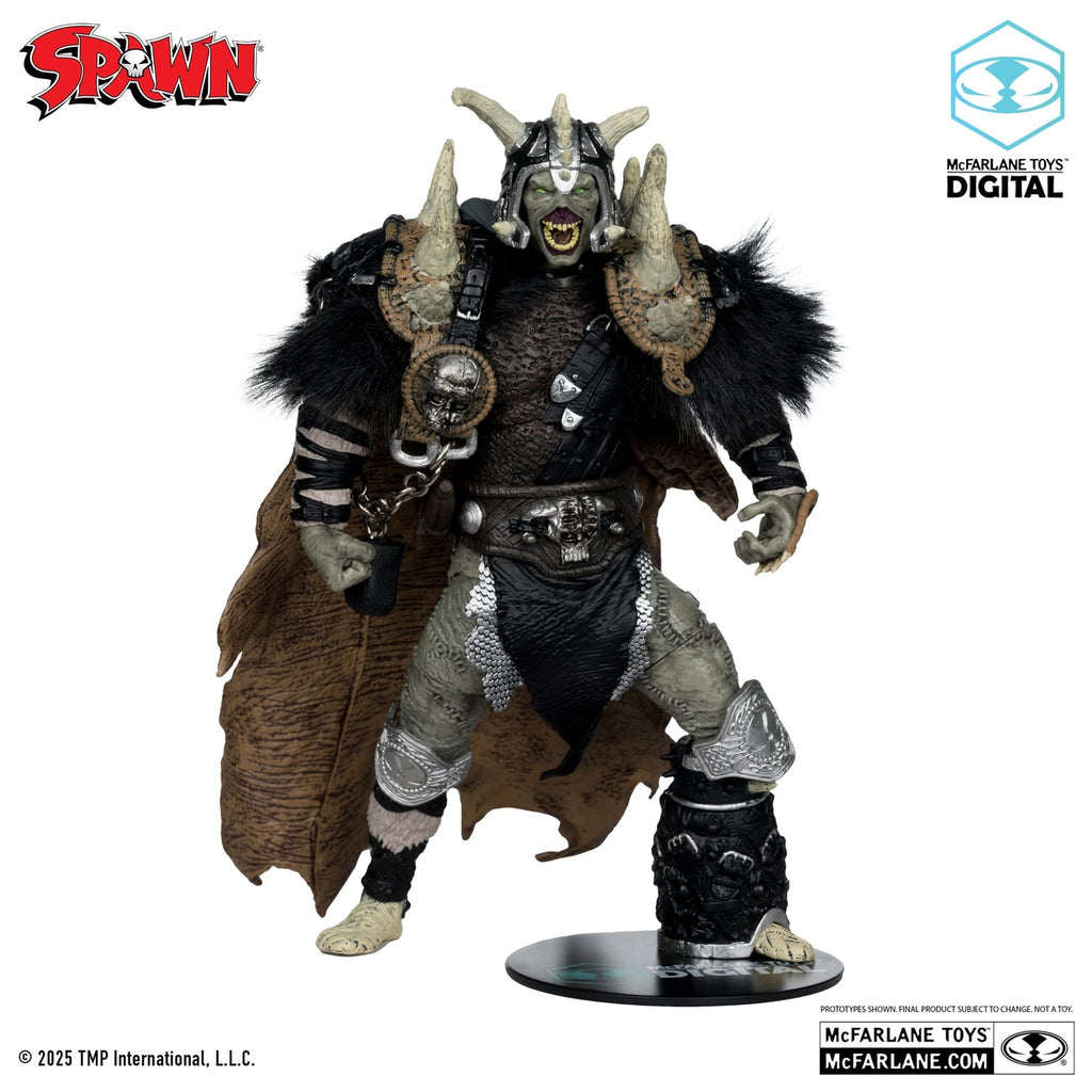 Zdjęcie produktu Figurka akcji Spawn Bloodaxe z koniem (Spawn: The Dark Ages) (McFarlane Toys 30th Anniversary) (Gold Label) 18 cm
