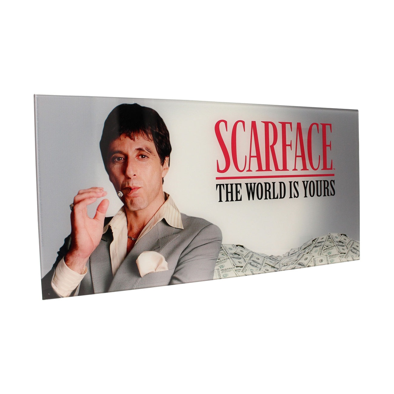 Zdjęcie produktu Scarface Plakat szklany The World Is Yours (szare tło) 60 x 30 cm