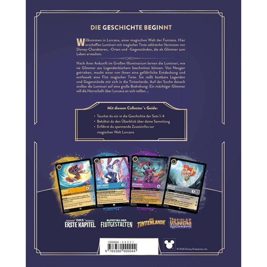 Zdjęcie produktu Disney Lorcana TCG Książka Oficjalny Przewodnik Kolekcjonera: Zestawy 1–4 *Wersja niemiecka*