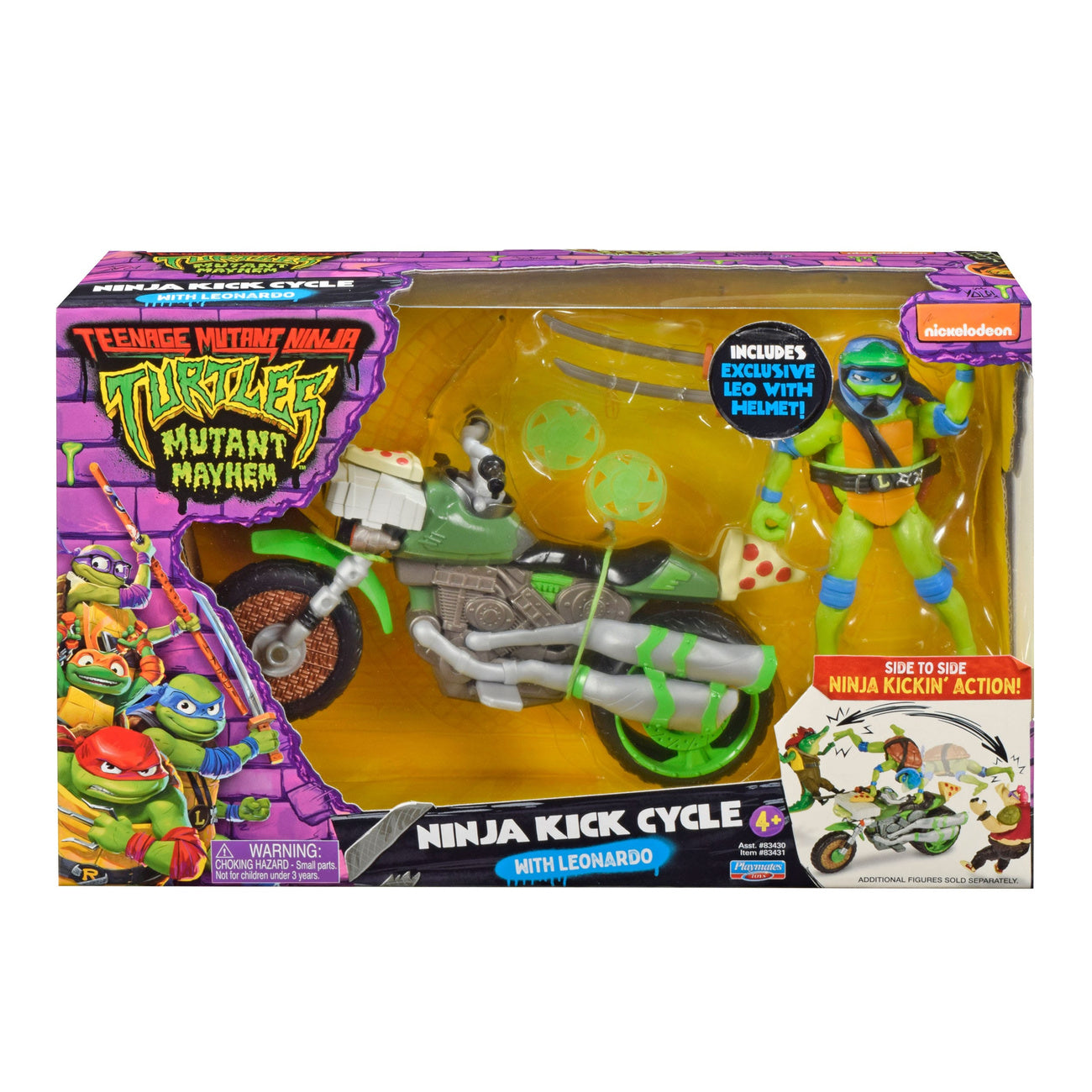 Zdjęcie produktu Teenage Mutant Ninja Turtles: Mutant Mayhem Drive N Kick figurka akcji Leonardo i motocykl 11 cm