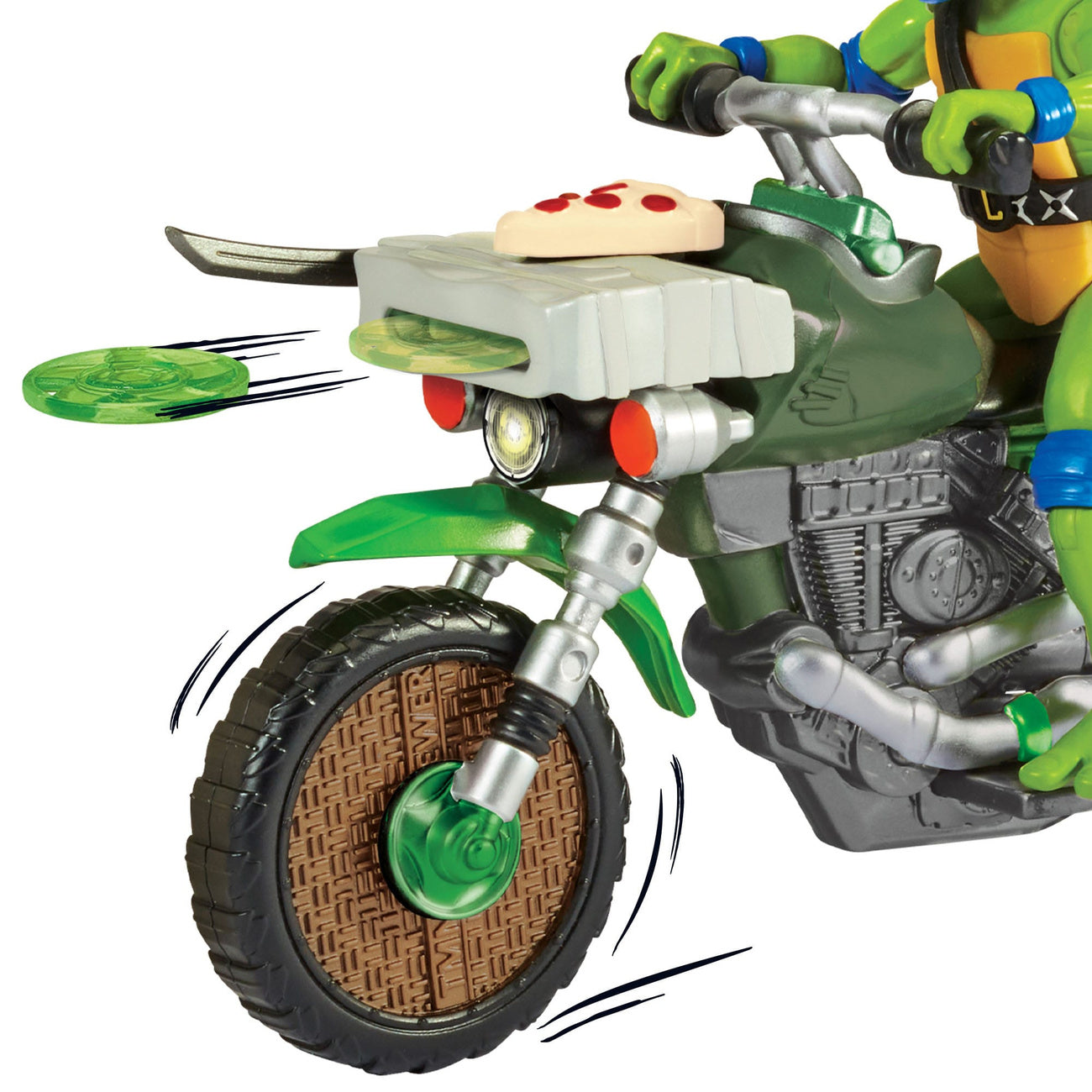Zdjęcie produktu Teenage Mutant Ninja Turtles: Mutant Mayhem Drive N Kick figurka akcji Leonardo i motocykl 11 cm