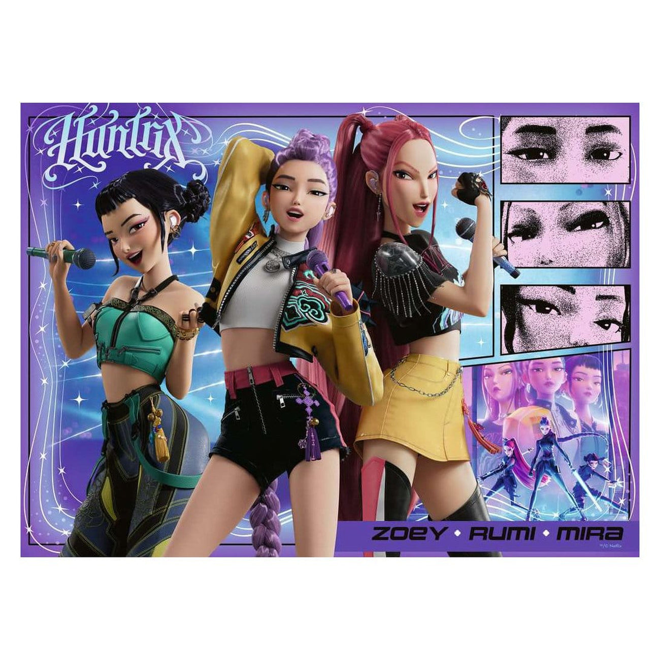 Zdjęcie produktu Puzzle dla dzieci KPop Demon Hunters Happy fans, happy Honmoon! (100 elementów XXL)