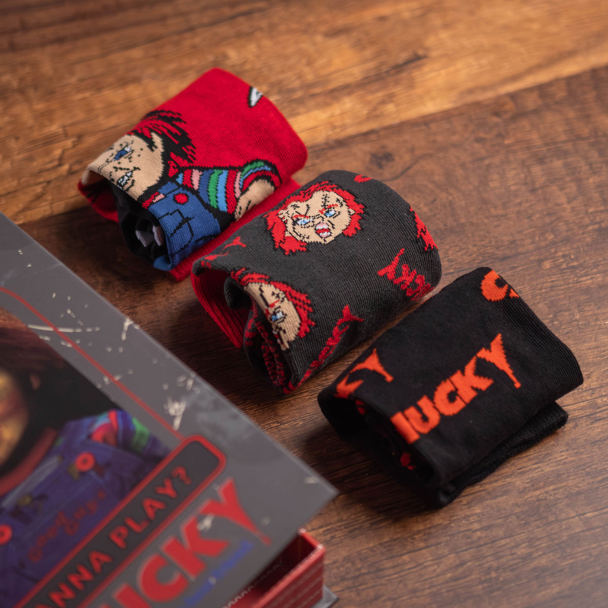 Zdjęcie produktu Chucky – zestaw 3 par skarpet w pudełku prezentowym