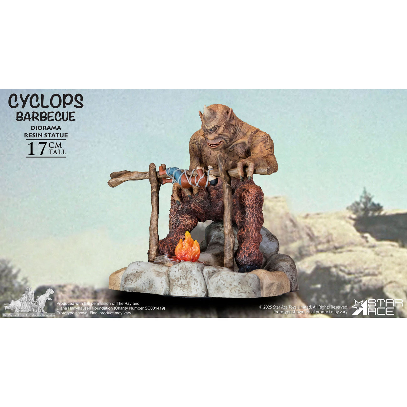 Zdjęcie produktu Ray Harryhausen Diorama 1/8 Cyclops Barbecue Scene 17 cm