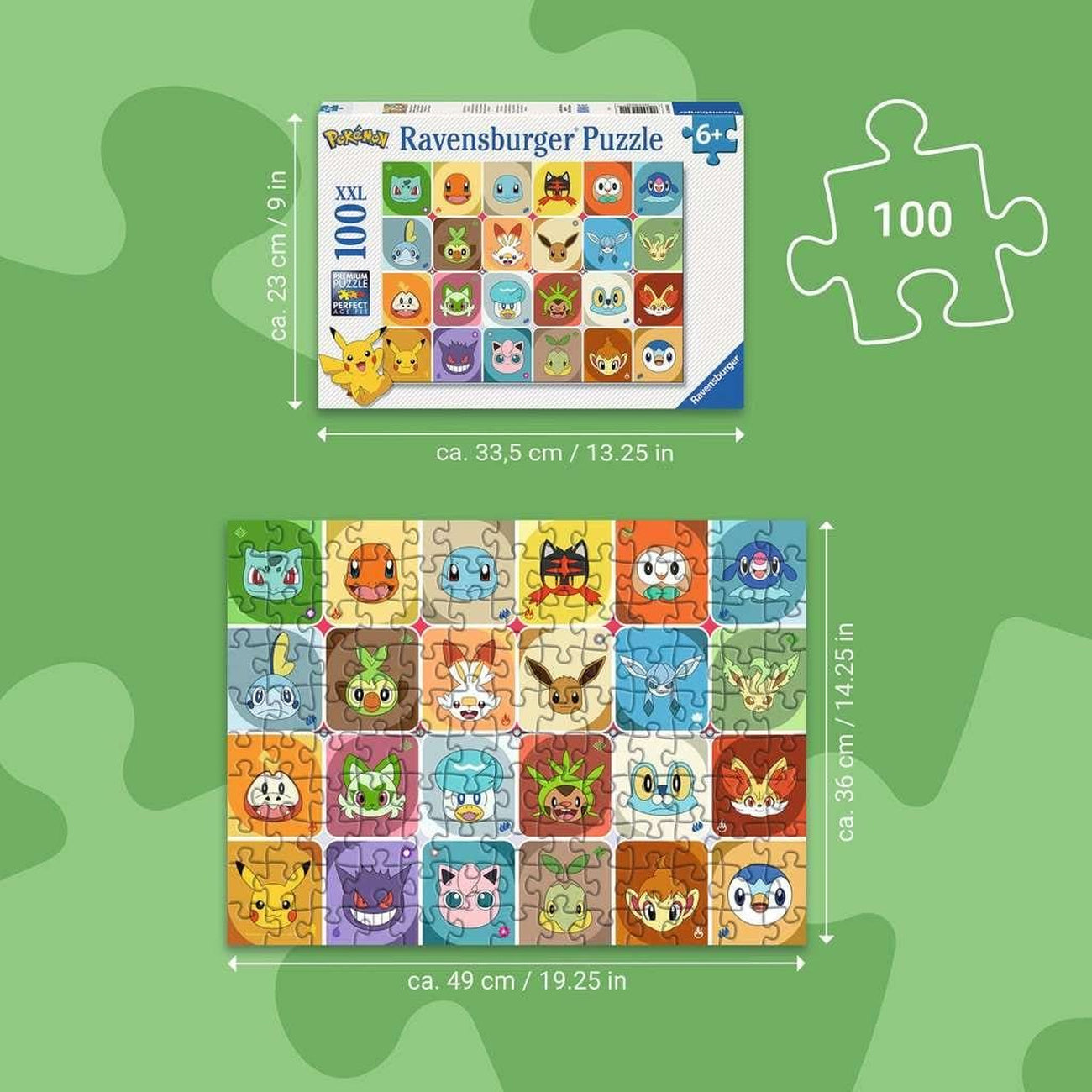 Zdjęcie produktu Puzzle dla dzieci Pokémon Twarze Pokémon (100 elementów XXL)