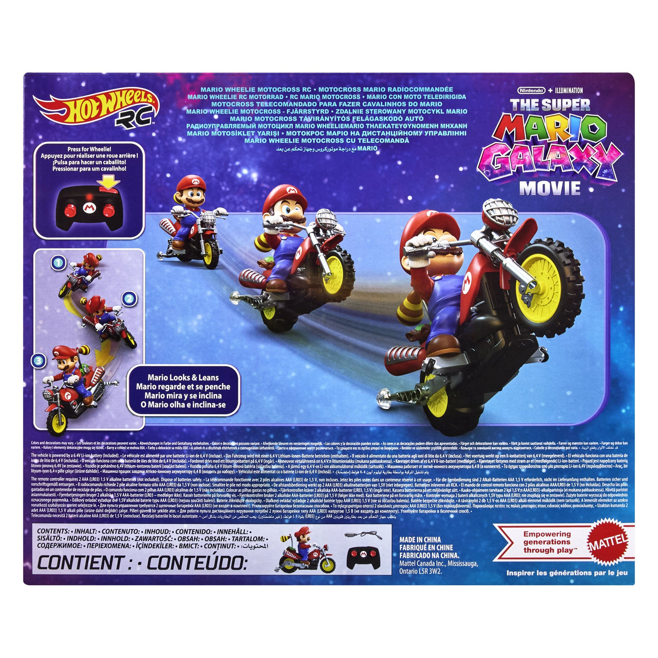 Zdjęcie produktu Super Mario Galaxy Film Hot Wheels Motocykl RC Mario