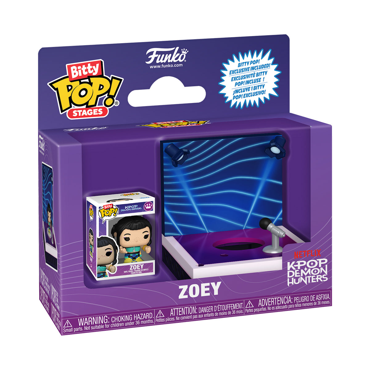 Zdjęcie produktu KPop Demon Hunters – Diorama sceniczne Zoey Funko Bitty Pop