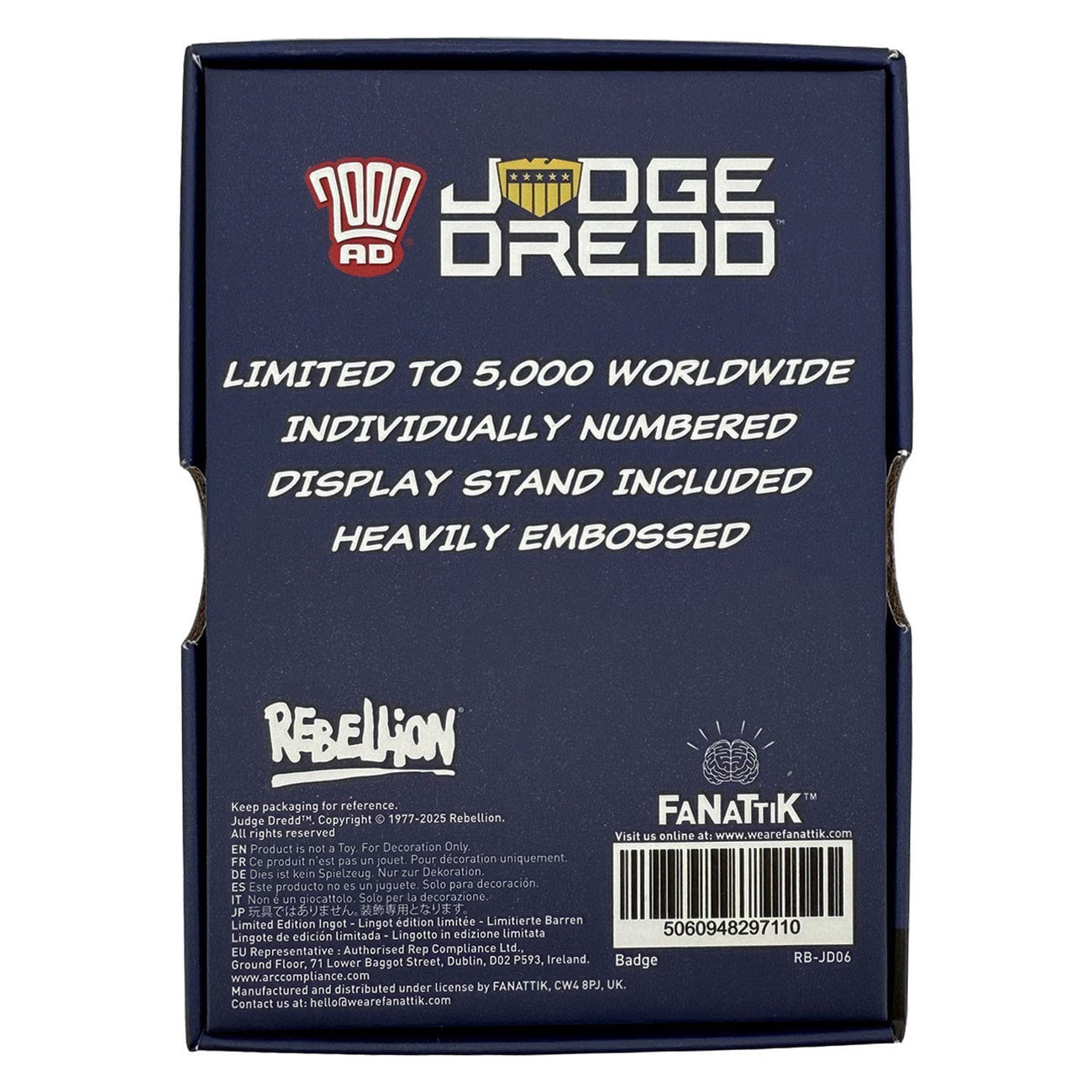 Zdjęcie produktu Replika odznaki Judge Dredd 2000 AD – Edycja limitowana